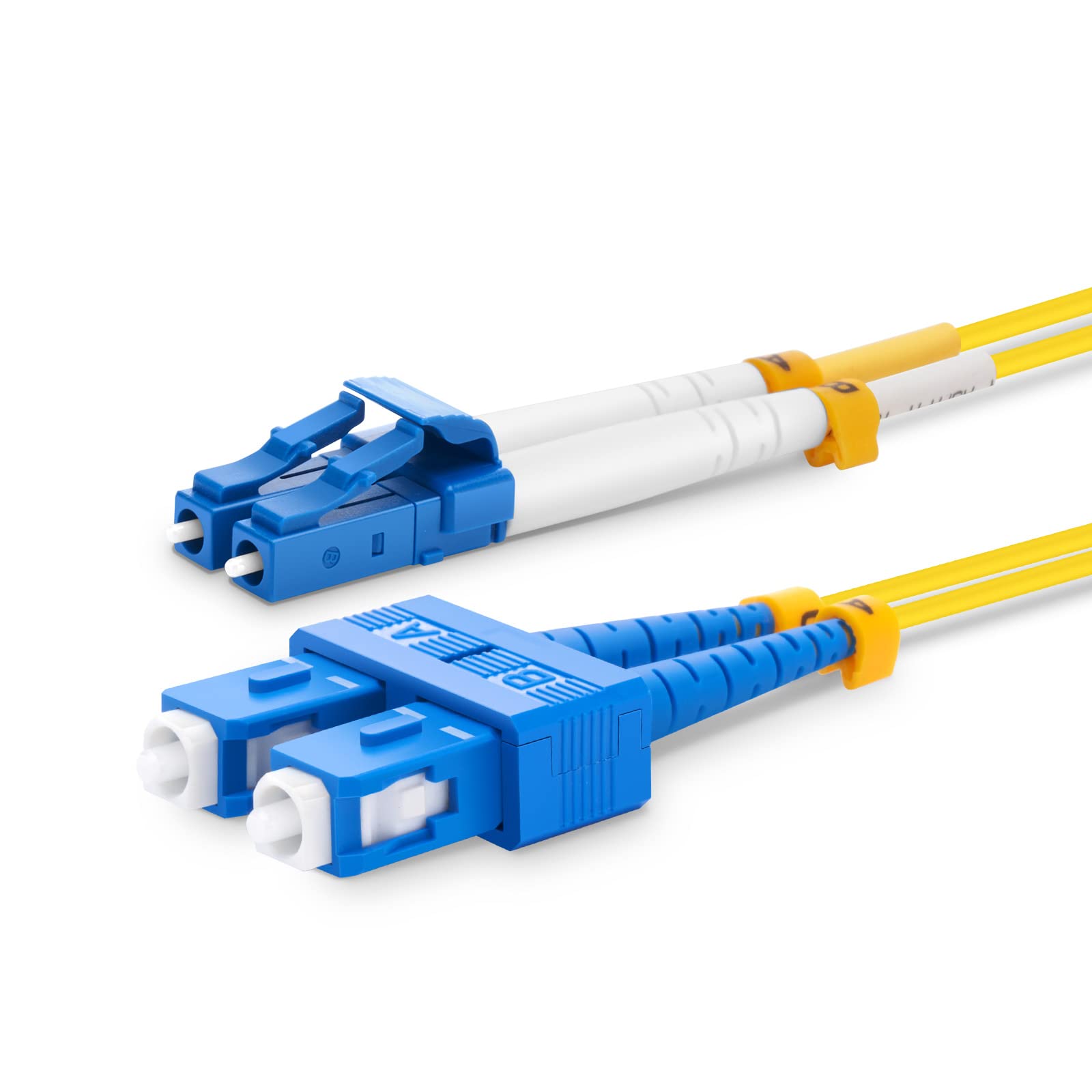Cavo Fibra Ottica 5 Metri – Monomodale Duplex LC/UPC A SC/UPC, Colore Giallo