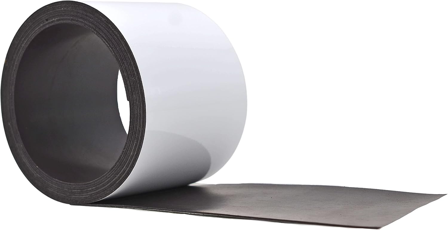 WOD MAG03-WOE Dry Erase Magnetic Whiteboard Strip Tape - 3 inch x 10 feet - Write On/Wipe Off for Labeling in Classrooms, Refrigerators, and Crafts - Glossy White Board