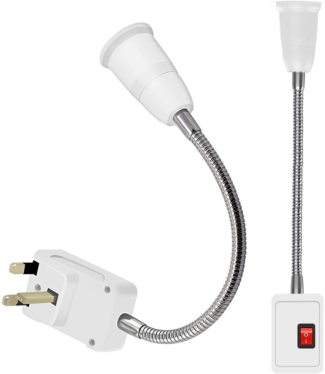 Flexible E27 Lamp Bulbs Holder Converter Adapter UK Plug AC Power to E27 LED Bulbs Socket Adapter with On/Off Switch Universal Metal Extension Wall Lights Base