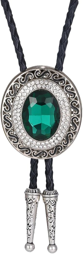 Western Bolo Tie Cowboy Bolo Ties Rhinestone Necklace Bola Tie for Men Women