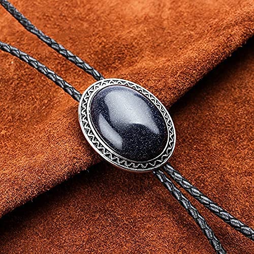 Image of Turquoise Agate Granite BOLO Tie for Men Women Leather Wedding Necklace Western Cowboy Necktie