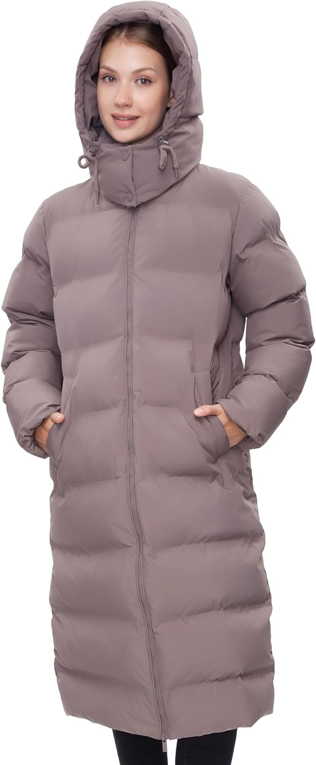 Rokka&Rolla Women’s Knee-Length Seamless Water-Resistant Long Puffer Coat - Image 4