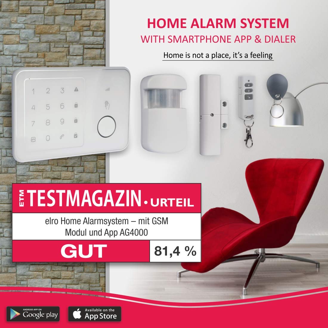 ELRO Sistema de Alarma Home AG4000 - Sistema de Seguridad gsm Completo con App