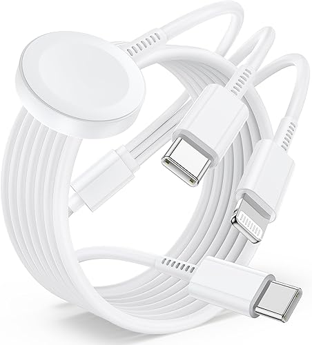 Cargador para Apple Watch de carga rápida, cable USB C 3 en 1, cable de carga múltiple para iWatch Ultra321SE 32 Series 1110987654 para iPhone 17 15