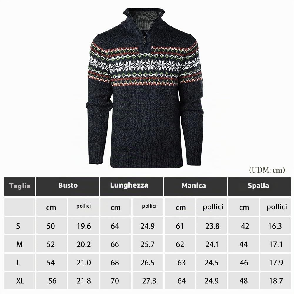 Superora Maglione da Uomo con Cerniera a Maniche Lunghe Stile Classico | Maniche Lunghe,Stile Classico,Collo Alto