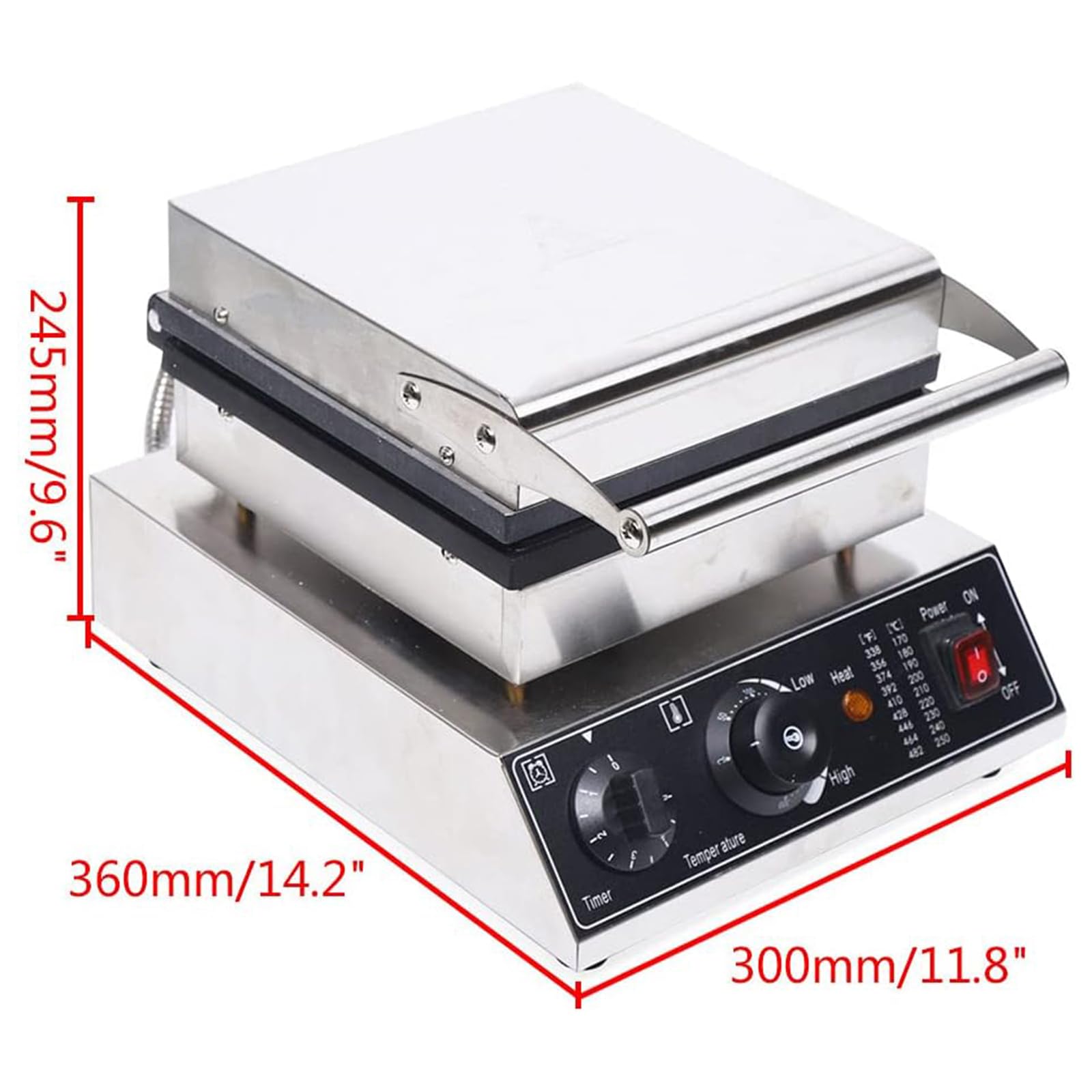 Gofrera Eléctrico De 4 Gofres, Waffle Maker con Control De Temperatura Y Tiempo, MáQuina Antiadherente para Hacer Gofres Belgas para Desayuno,Panadería,Restaurante,Barra De Refrigerios
