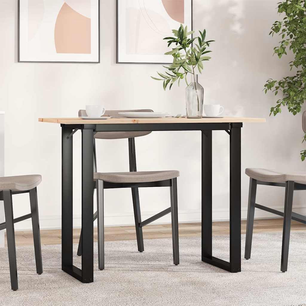 Tavolo da Pranzo in Legno Massello Pino e Acciaio 100x50 cm | Tavolo industrial per cucina e soggiorno con piano in legno naturale rustico e stabile struttura in acciaio a O.