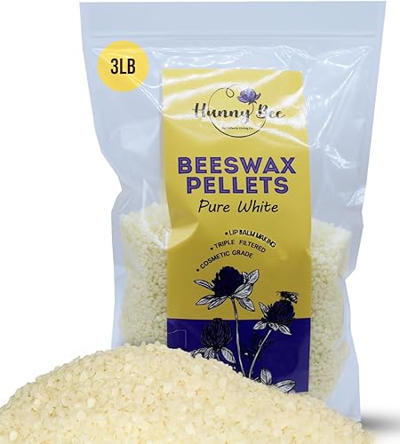 HUNNYBEE - Pellets de cera de abeja de 3 libras, 100% cera de abejas orgánica para velas de bricolaje, crema corporal, rostro y cuidado del cabello,