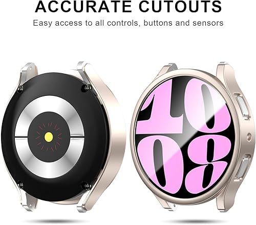 Miniatura 2 de 2+4 Pack Screen Protector for Samsung Galaxy Watch 6 44mm,JZK 2 Hard PC Protective Bumper Case + 4 Tempered Glass Screen Protector Film for Galaxy