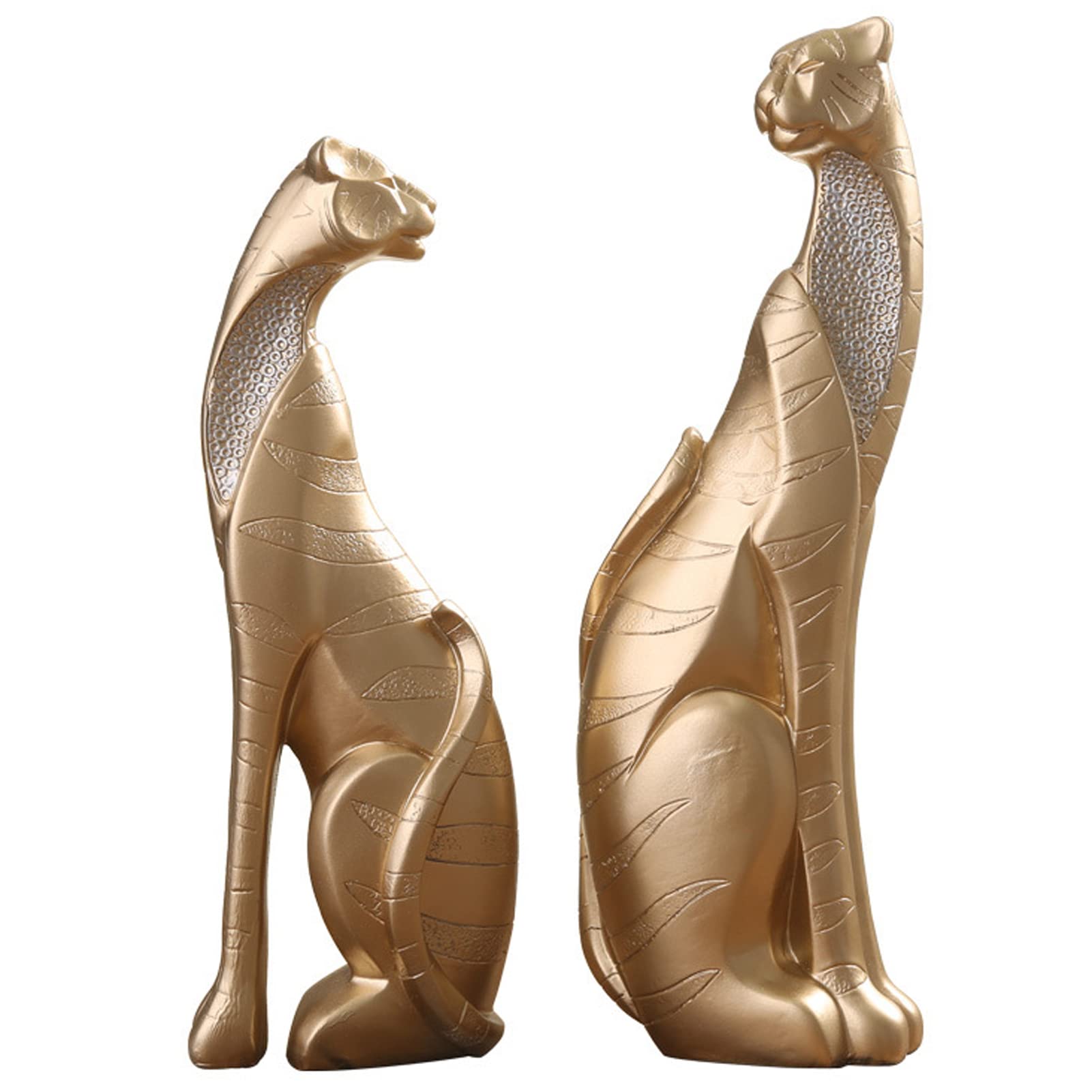Uziqueif Gold Leopard Sculpture, Panther Sculptures Ornaments For Living Room Modern, Geometric Cheetah Statue, Resin, Wildlife Decor,