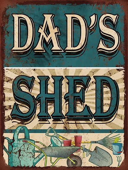 Shawprint Limited Dads Shed Metal Sign RETRO METAL TIN WALL ART NOVELTY GIFT 10" x 8" L780M, Mixed, 26.7L x 20W cm