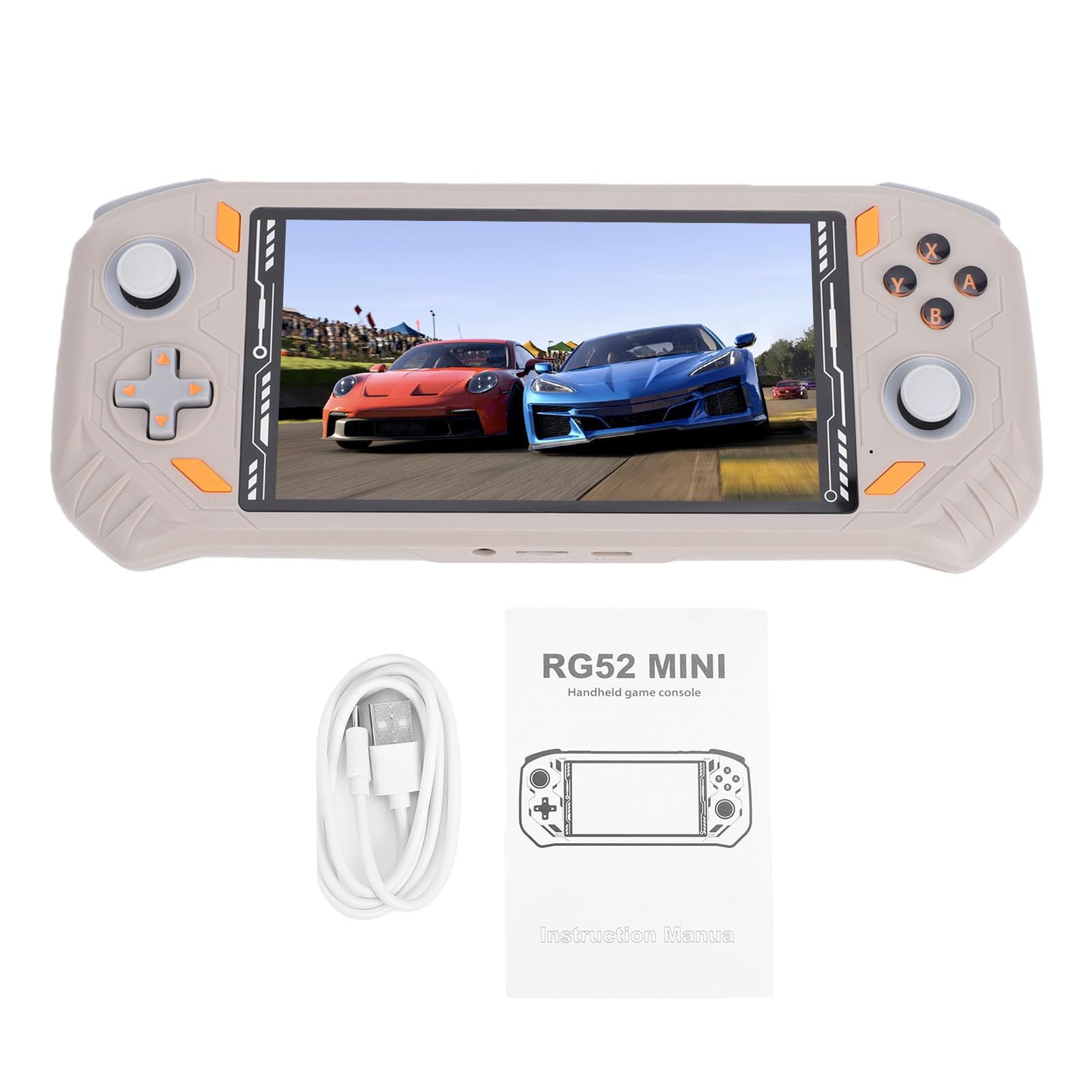 Handheld-Spielekonsole, RK3562 Quad Core 2G RAM 5,5-Zoll-Bildschirm HDMI-Ausgang, Tragbarer Gaming-Player (Beige)
