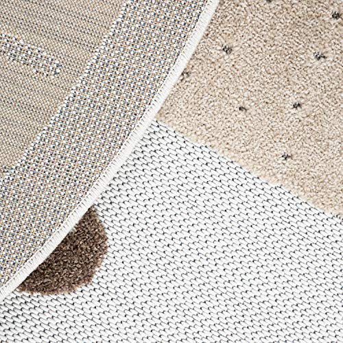 Vloerkleed Kinderkamer Kind Jongen Meisje Rond Speelvloerkleed 3D Leeuw Beige, Maat:Ø 120 cm Rund - Afbeelding 6