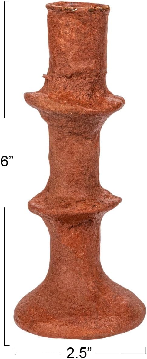 Creative Co-Op Round Dcorative Handmade Paper Mache Taper Holder, Terra-Cotta