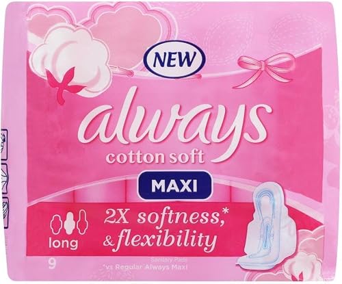 Always Maxi Thick Cotton Soft Sanitary 9 Pads, Long