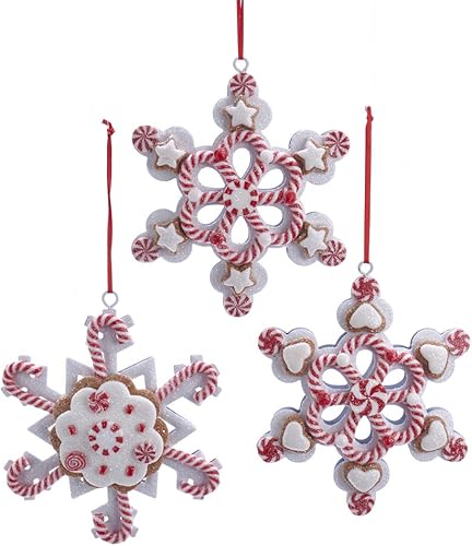 Kurt S. Adler Claydough Adornos para árbol de Navidad, decoración navideña, caramelo de jengibre y menta (4.5 pulgadas, juego de 3 adornos de menta