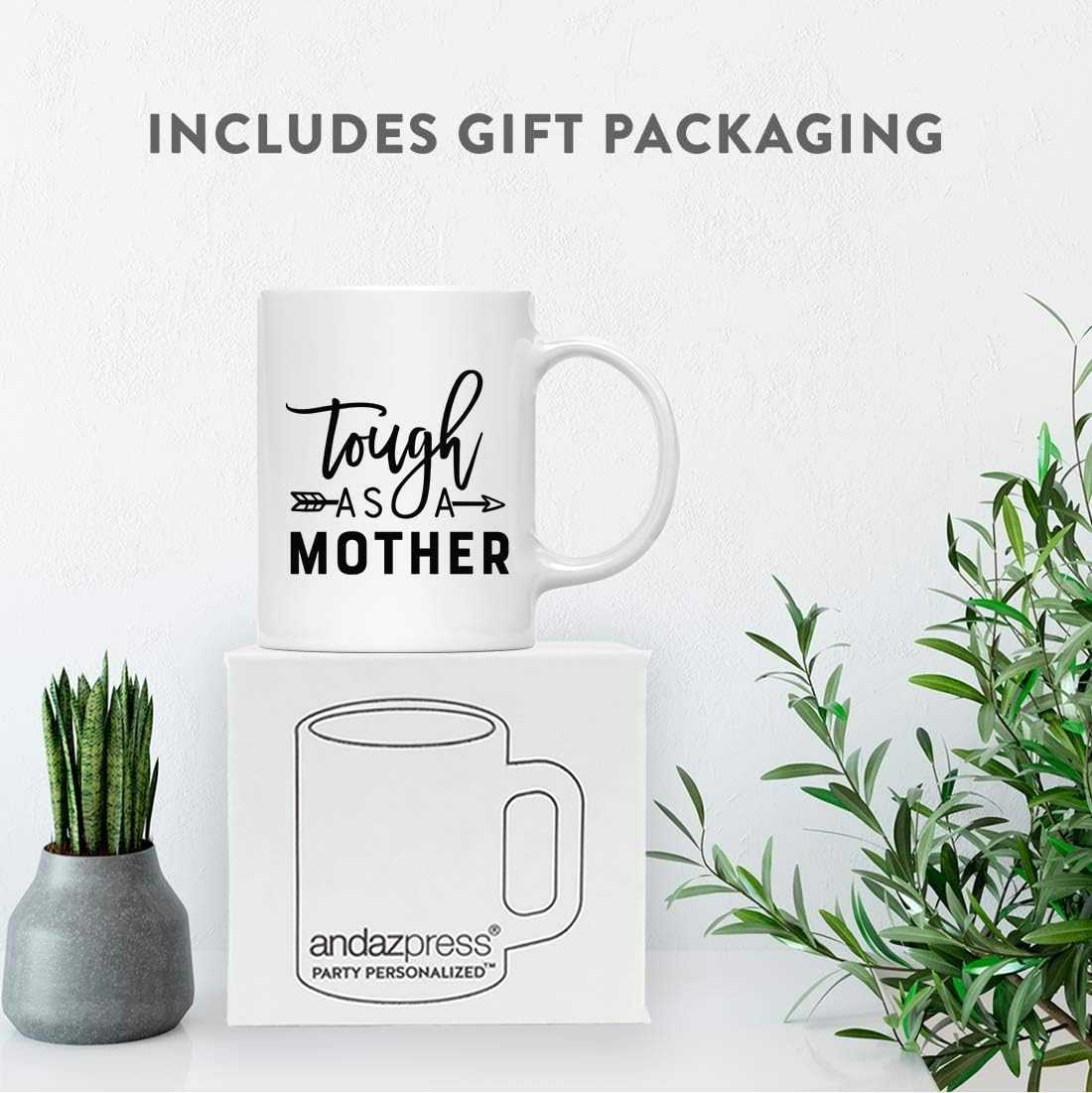 Andaz Press Funny Mom and Me 11oz. Ceramic Coffee Tea Hot Chocolate Mug Gift, Tough As A Mother, Tough Like My Mother, 2-Pack, for Mom, Mother's Day Gift Ideas, Includes Gift Box