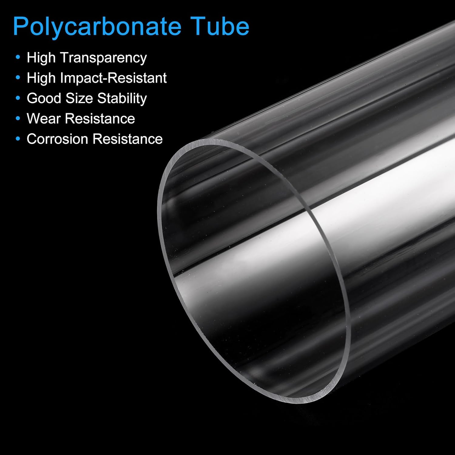 MECCANIXITY Plastic Pipe Rigid Polycarbonate Round Tube Clear 3.4"(86mm) ID 3.5"(90mm) OD 9.6" (245mm) High Impact for Lighting, Models, Water Plumbing