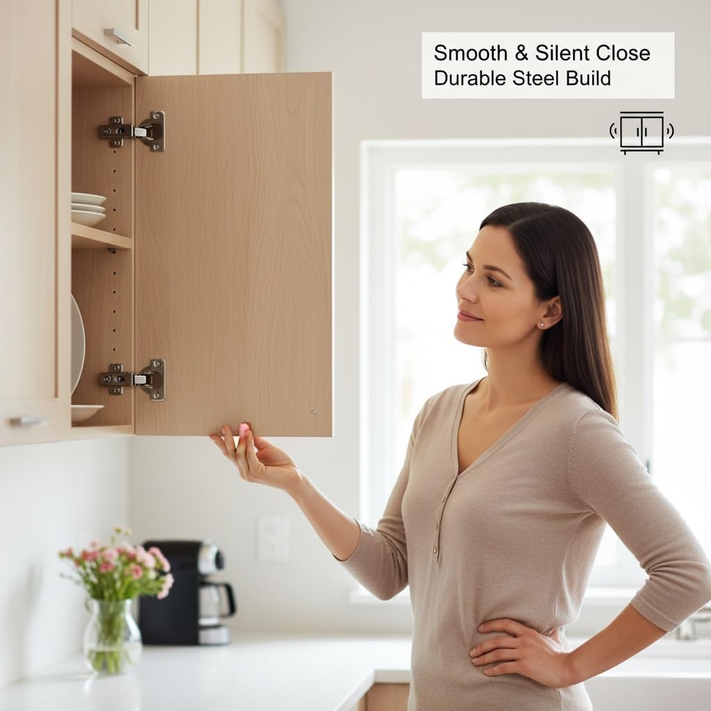Soft Close Cabinet Hinges Hidden Cabinet Hinges for Doors Overlay Concealed Hinges with Damper Slow Close Hinge for Kitchen Cabinets Face Frame Durable Nickel Plated