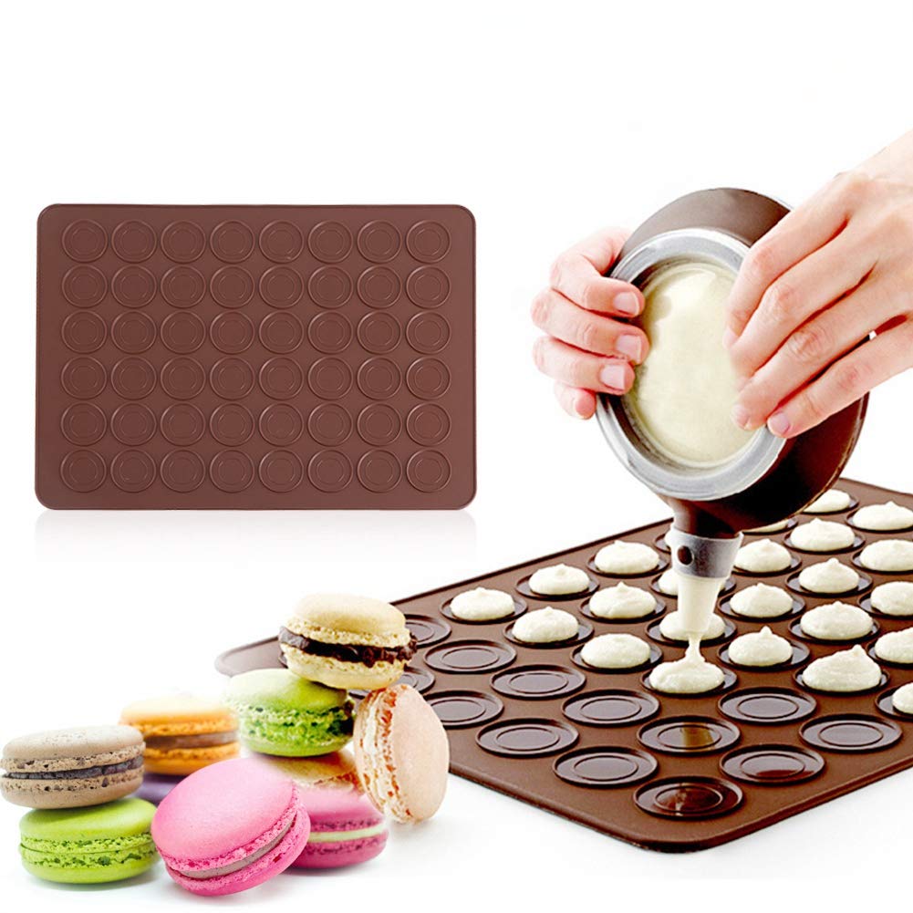 Wakects Stampo in Silicone per Macarons, 48 Stampi Singoli, 39 x 28,5 cm, Tappetino per Macaron Perfetti