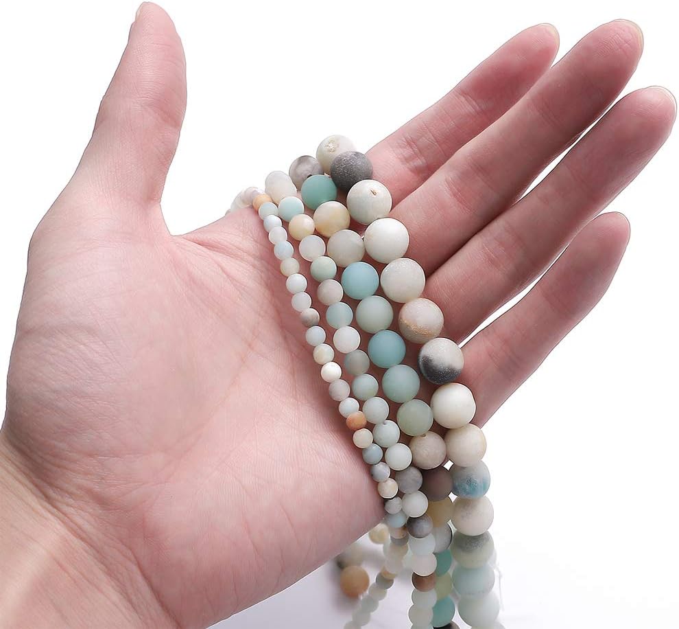BEADIA Natural Matte Amazonite Jade Stone Round Loose Semi Gemstone Beads for Jewelry Making 10MM 38PCS Matte Amazonite 10mm