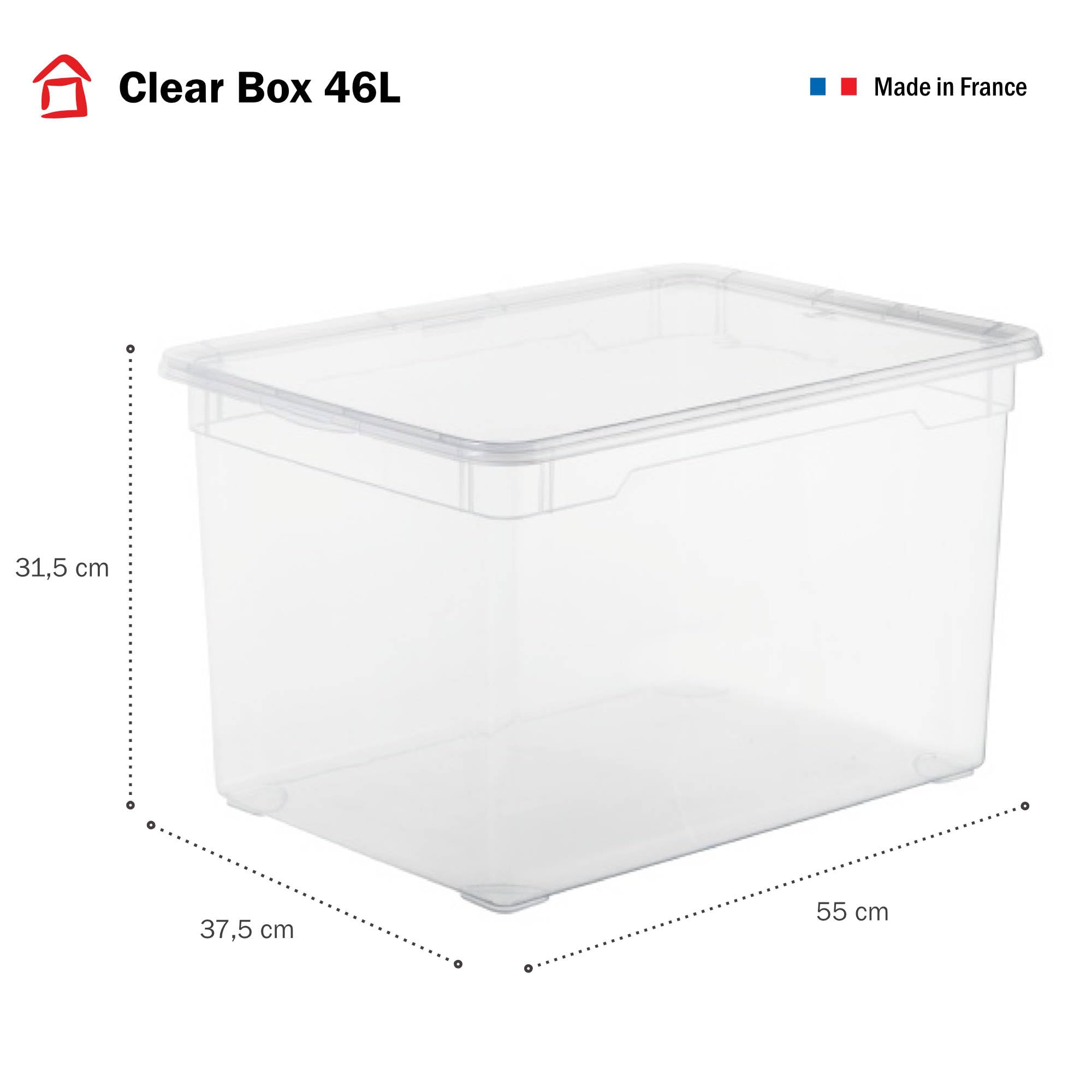 Sundis Clear Box, 5er-set Aufbewahrungsboxen mit deckel, 46L, transparentem Kunststoff, stapelbar, Durchsichtig | Transparentem Kunststoff, stapelbar, ideal zum Aufbewahren von Schränken, im Büro, in der Waschküche oder im Badezimmer