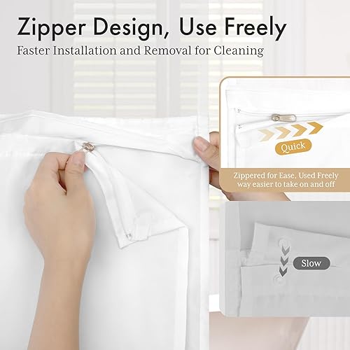 Miniatura 8 de AmazerBath Juego de cortina de ducha y forro sin gancho, cortina de ducha con forro y ganchos integrados menos tiempo, juego de cortina de ducha