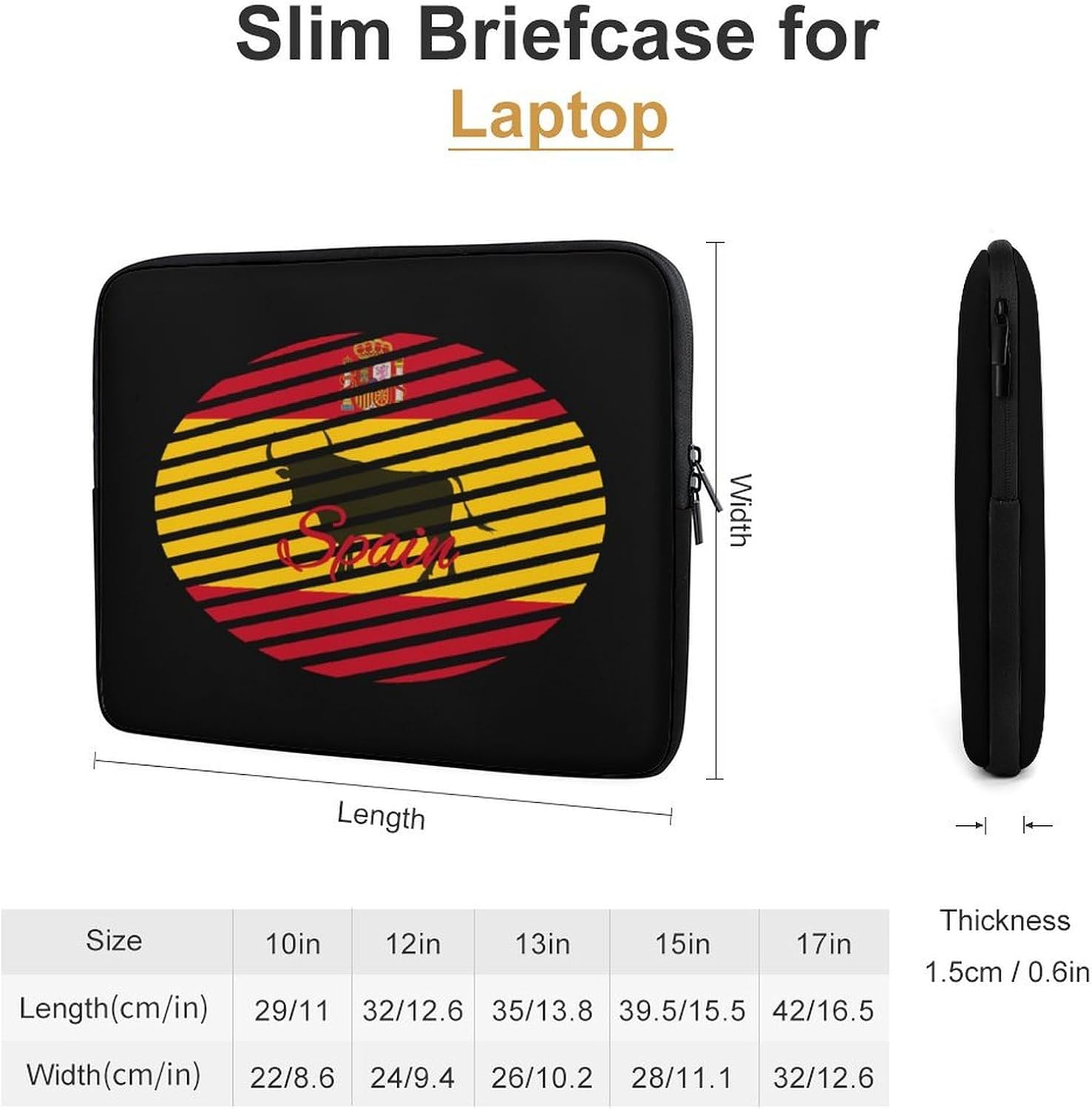 Spanish Bull Spain Funny Laptop Sleeve Case Lightweight Computer Carrying Bag Briefcase 10 Inch/12 Inch/ 13 Inch/15 Inch/17 Inch image 2