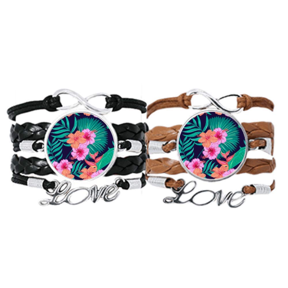 Bracelet fleur bleu ciel des feuilles des plantes cuir corde - 5