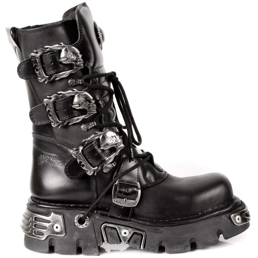New Rock Shoes Classic Reactor Boots with Skull Buckles UK 8