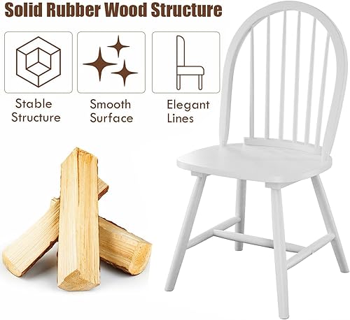 Miniatura 5 de UJOYPAYD Windsor - Juego de 2 sillas de comedor, sillas de comedor con respaldo de eje de madera de 18 pulgadas, sillas laterales sin reposabrazos