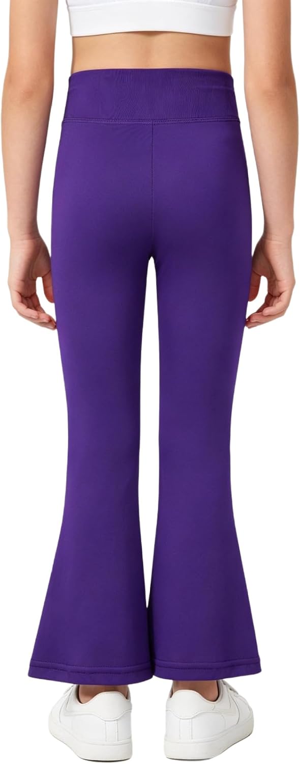 Girls Casual Flared Pants Stretchy Workout Trousers Tummy Control High Waisted Yoga Leggings for Outdoor