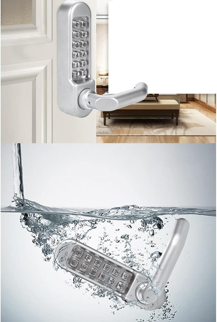 Zinc Alloy Keyless Combination Mechanical Digital Door Lock No Power Push Button Code Locks Furniture Hardware (Color : Silver Size : 178 * 125 * 48mm)