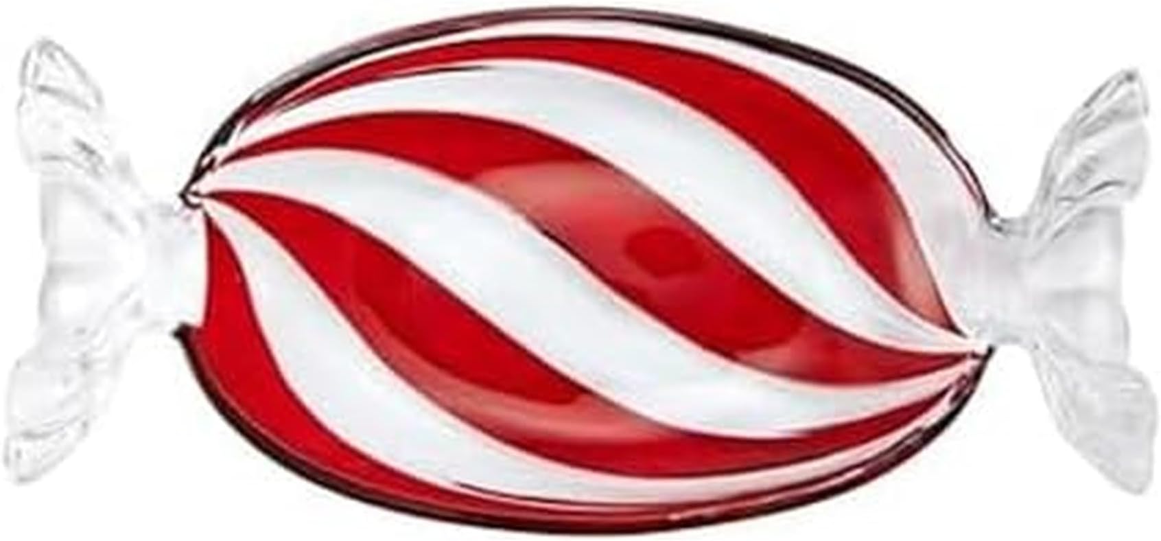 Peppermint Christmas Holiday Twist Glass Candy Dish, 13.75 Inch
