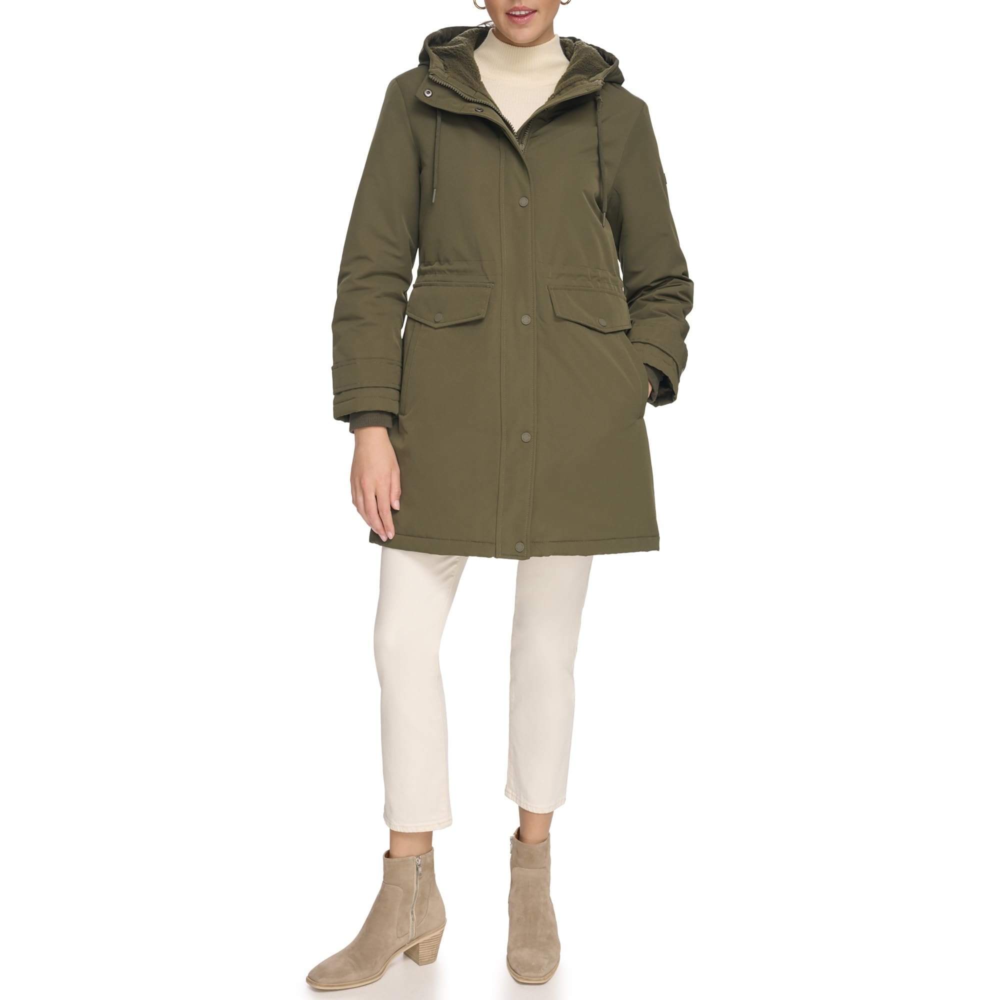 Calvin Klein Women's Zipper Hooded Puffer Coat