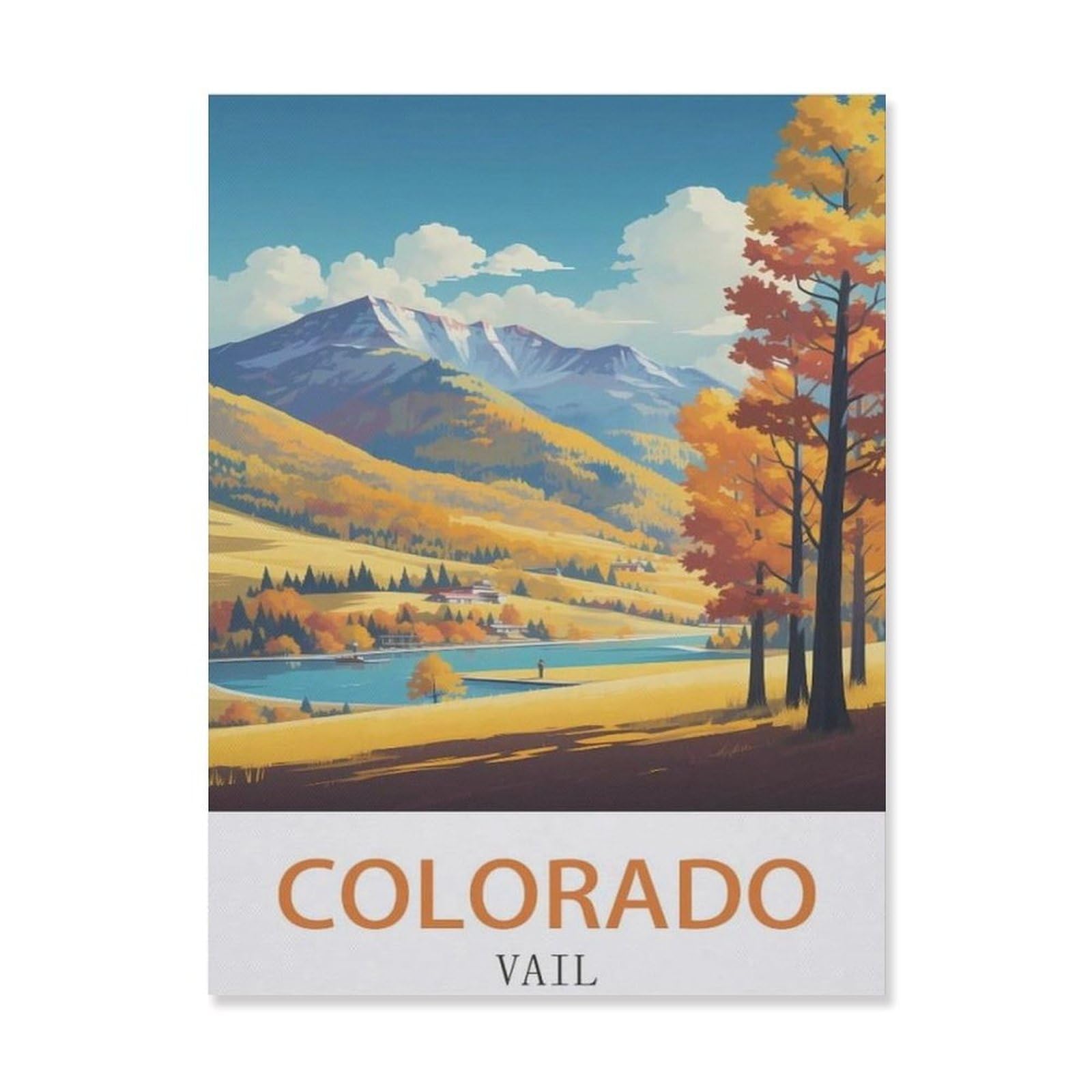 Funny Bathroom Wall Decor Signs，Vail Colorado(30x40cm）