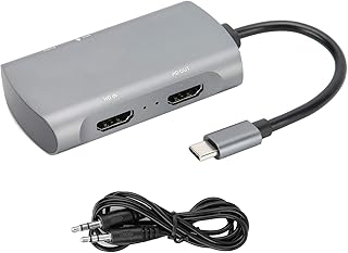 Rankomu Tarjeta de captura de video Z30A, tarjeta de captura de video, HDMI/F a HDMI/F con tipo C, tarjeta de captura 4K, soporte de bucle local, ideal para transmisión y grabación, color negro