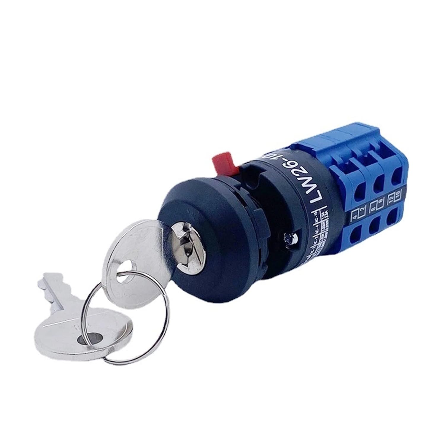 LW26-10/3S Single Hole Mounted 16.5mm Rotary Changeover Cam Switch with Lock Key Dual Power Supply Motor Forward and Reverse 1Pcs