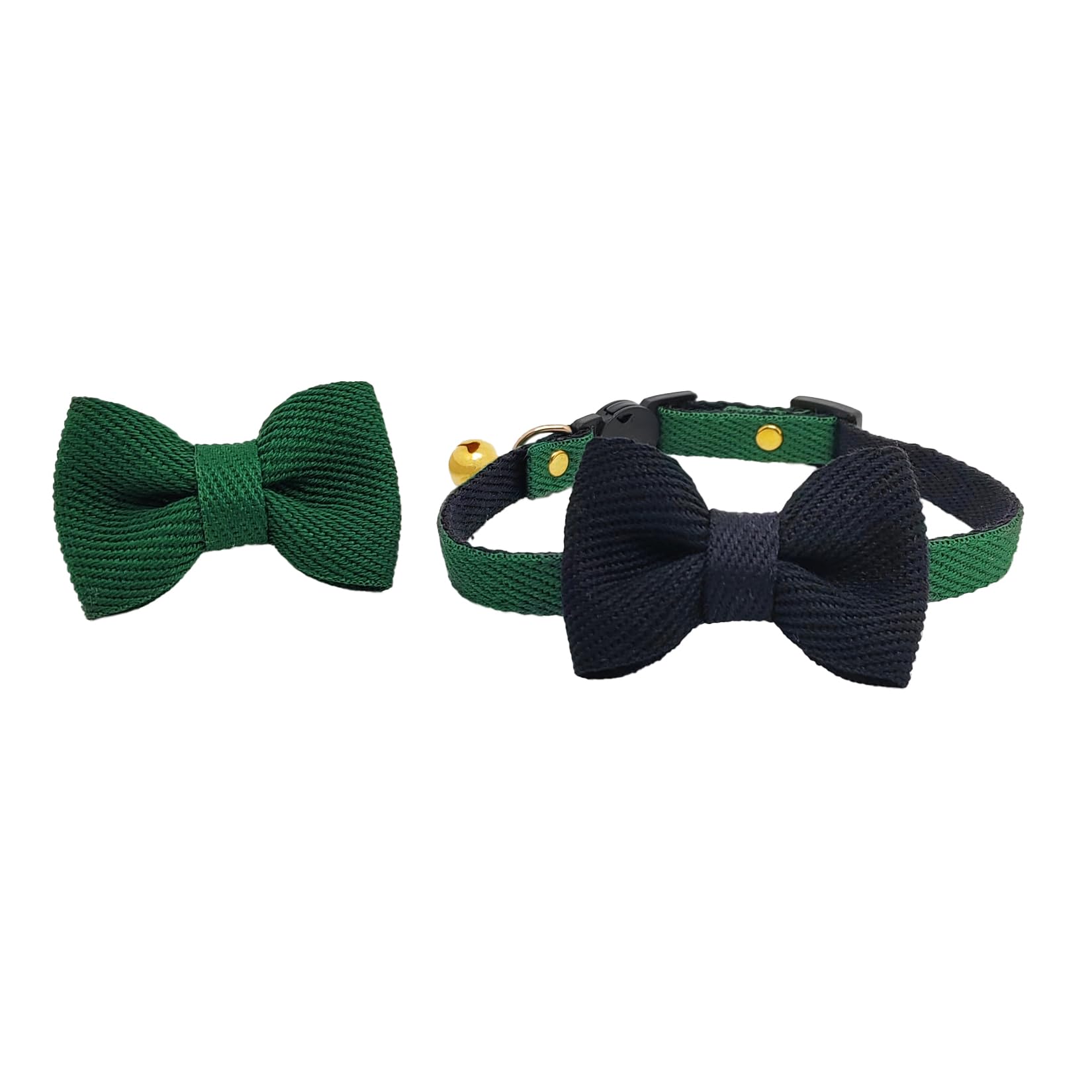 Cognatio Cat Collar with Bells, Safety Quick Release Breakaway cat Collars with 2 Bows in, 1 Pack Girl Boy Kitten Collar,Adjustable 20-30cm (XmasGreen, 20-30cm)