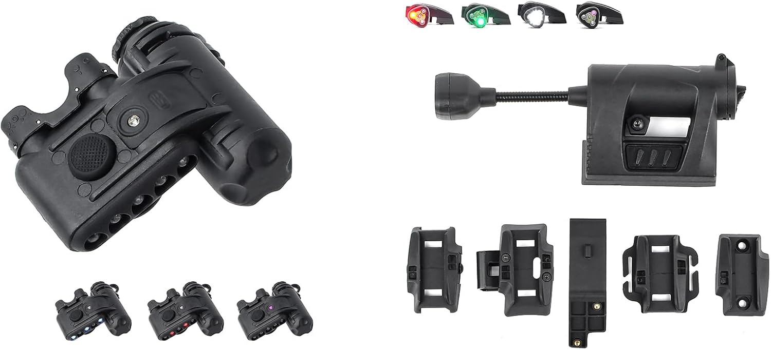 5 LED Beads Black Helmet Light with Red Light + White Task Lamp + IR Strobe Beacon & 4 in 1 Black Tactical Helmet Light Military with IR Red Green White LED Task Lamp