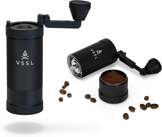 Java G45 Manual Coffee Grinder | Coffee for Camping | Bean Grinder | Travel Pour Over | Stainless Steel Conical Burr | ~ 45 Gram Capacity | Extendable Grind Handle | 50 Grind Settings | Carbon