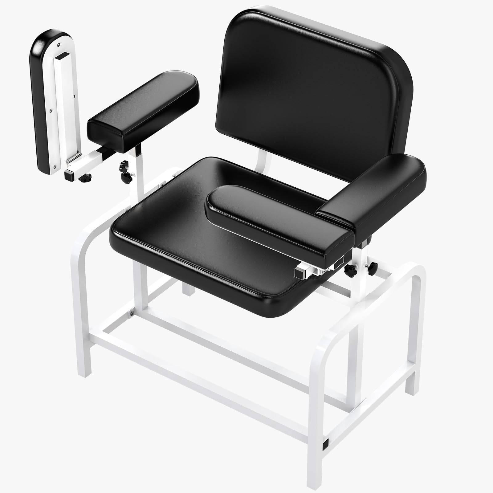 Blood Drawing Phlebotomy Chair with Adjustable Armrest - Extra Large Comfortable Padded Medical Chairs for Hospital Clinic Lab Medical Facilities (Black)