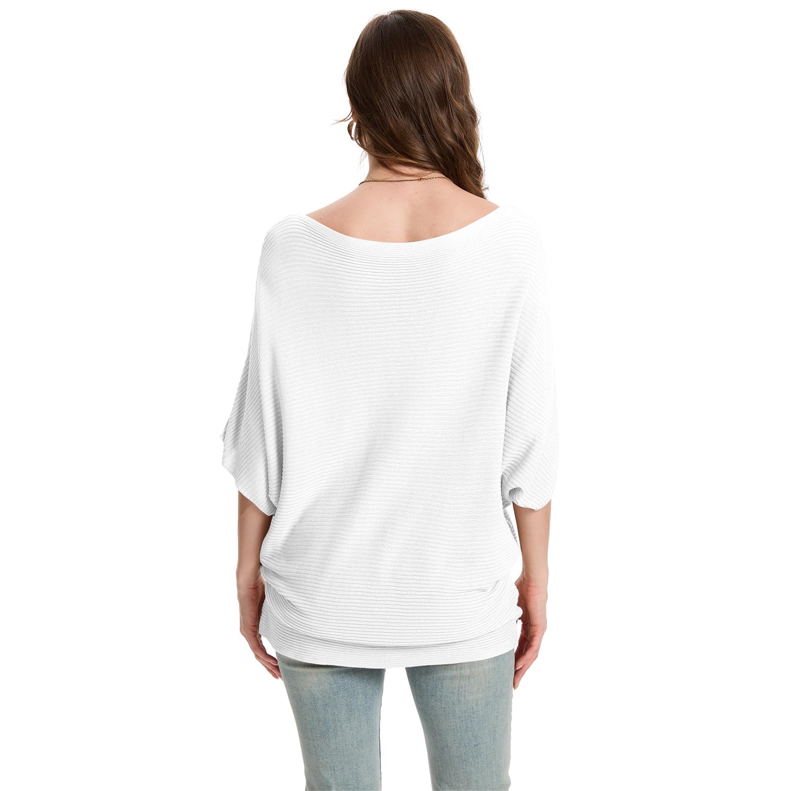 FULIER - Maglione Dolman da donna, con maniche a pipistrello e scollo a barchetta, lavorato a maglia, vestibilità ampia, taglia unica