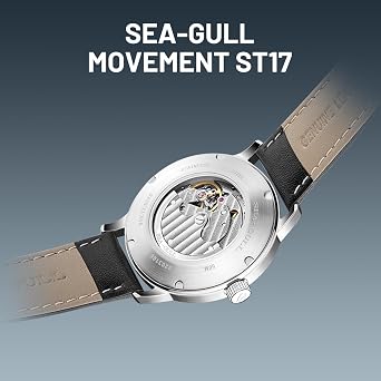 SEA-GULL Men's Automatic Mechanical Watch with Seconds Sub-dial, Business Leather Strap Analogue Display Wristwatch,40mm