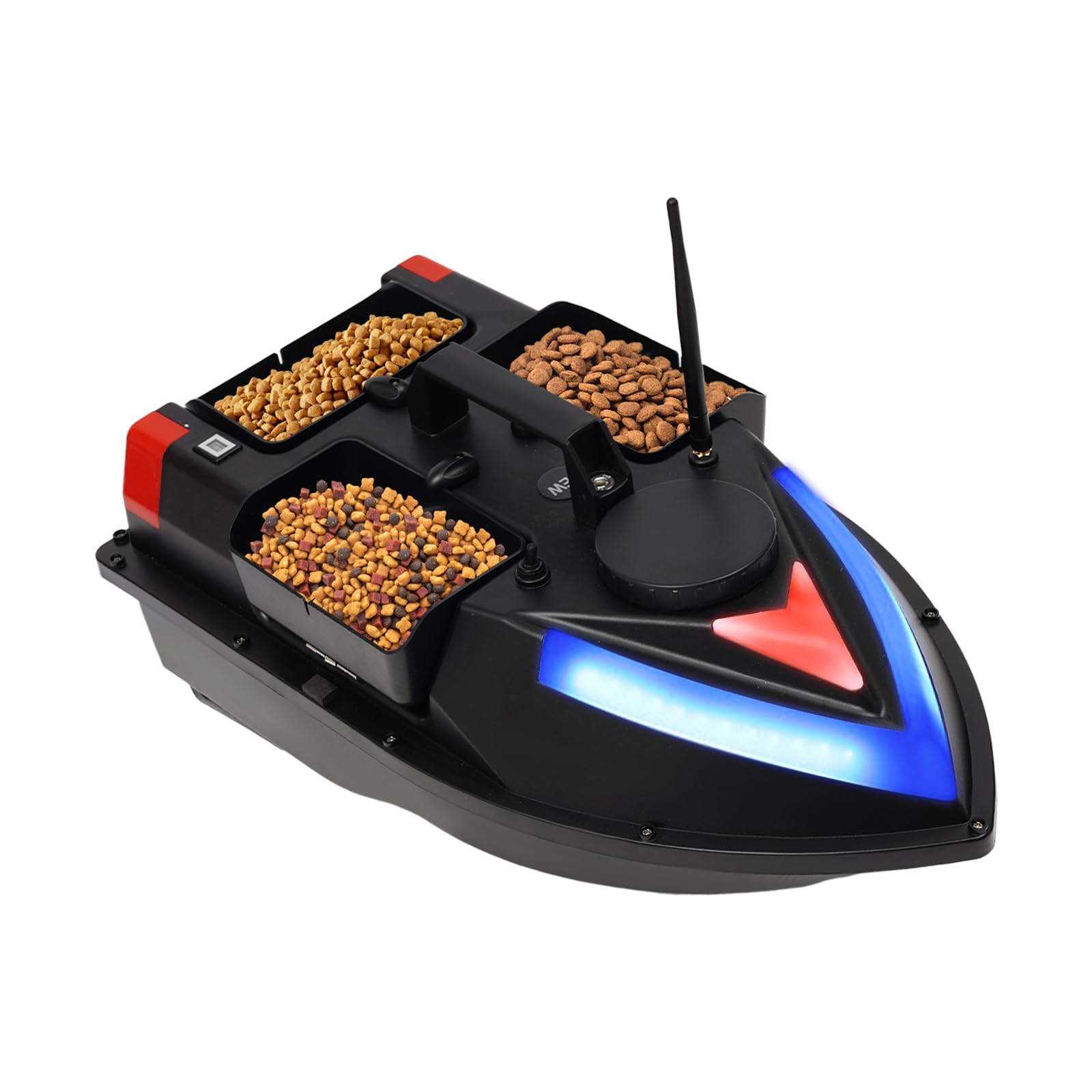 Barca per esche da pesca, in ABS, 500 m, con ecometro e 100 punti fissi, telecomando, 5200 mAh, colore nero