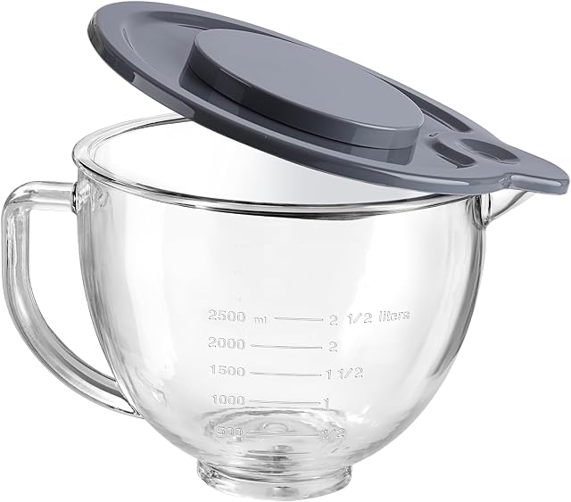 Gdrtwwh Glass Bowl for KitchenAid 4.5-5 Quart Tilt-Head Stand Mixer,Replacement with KitchenAid Artisan Mixer Glass Bowl | Glass Mixing Bowl for KitchenAid Artisan Mixer