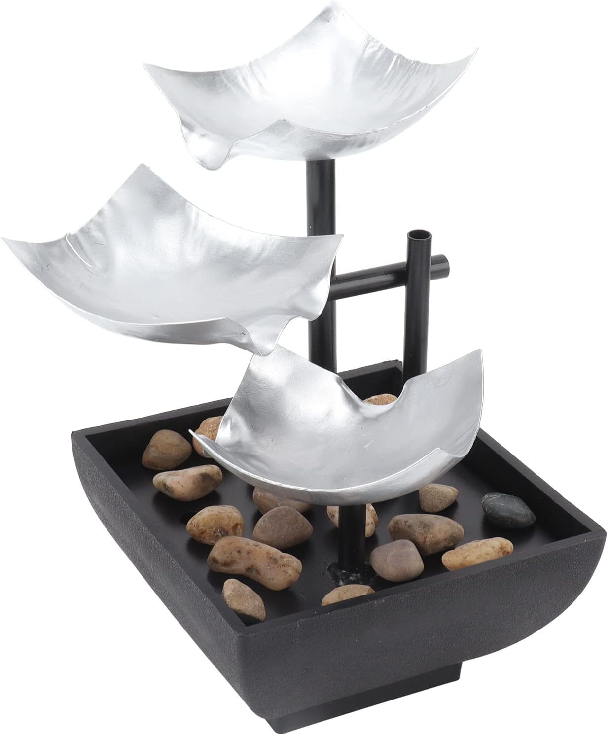 Pwshymi Water Fountain Ornament Tranquil Three Levels Automatic Circulation for Home Office Decor with USB Port