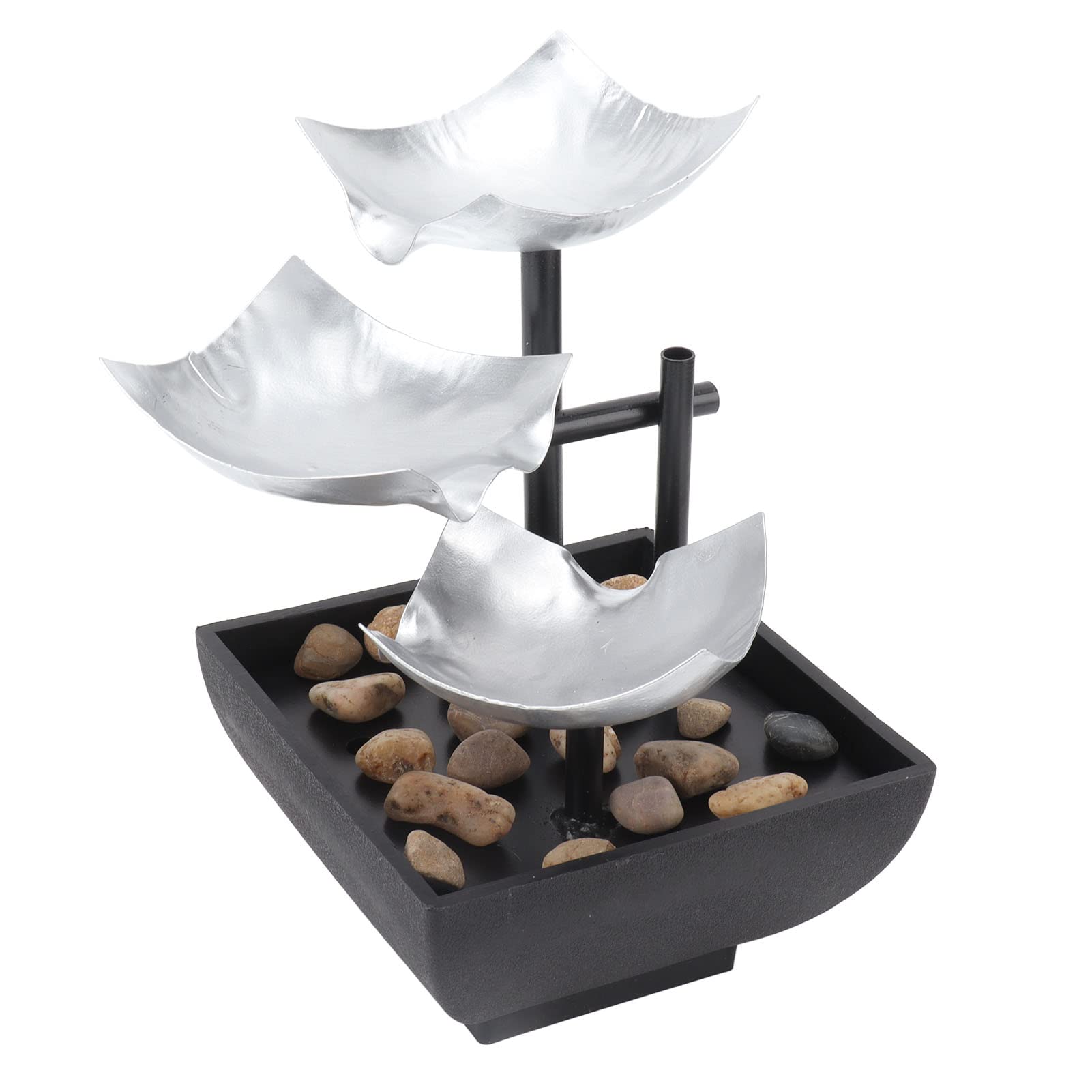 Adornos de Fuente de Agua Corriente de Escritorio USB, decoración de característica de Agua de Roca de Tres Capas, Ciclo silencioso, decoración del hogar de Escritorio de 5V