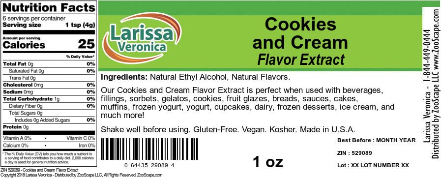 Cookies and Cream Flavor Extract 1 oz ZIN 529089 — view 2