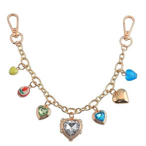 Bag Purse Charm Chain for Handbags - Crystal Heart Flower